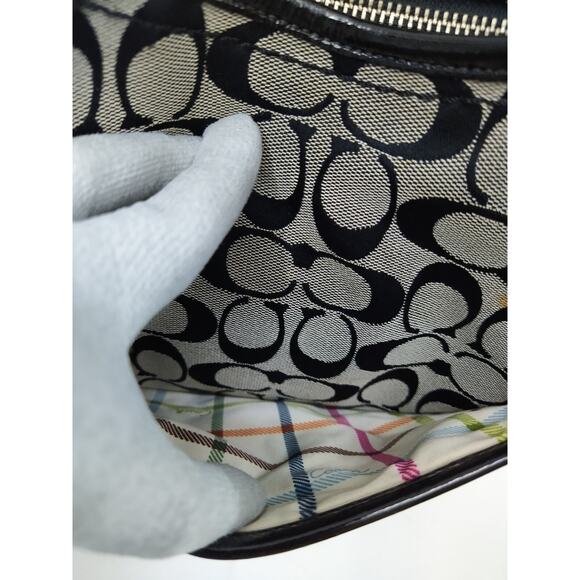 Coach Bleecker Signature Black Canvas Leather Trim Top Handle Tote Shoulder Bag - Picture 9 of 15